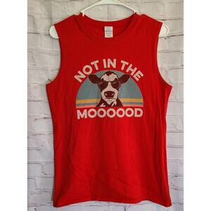 Retro Vintage Cow Farm Animals Not in the Mood Funny Tank Top Size S/P